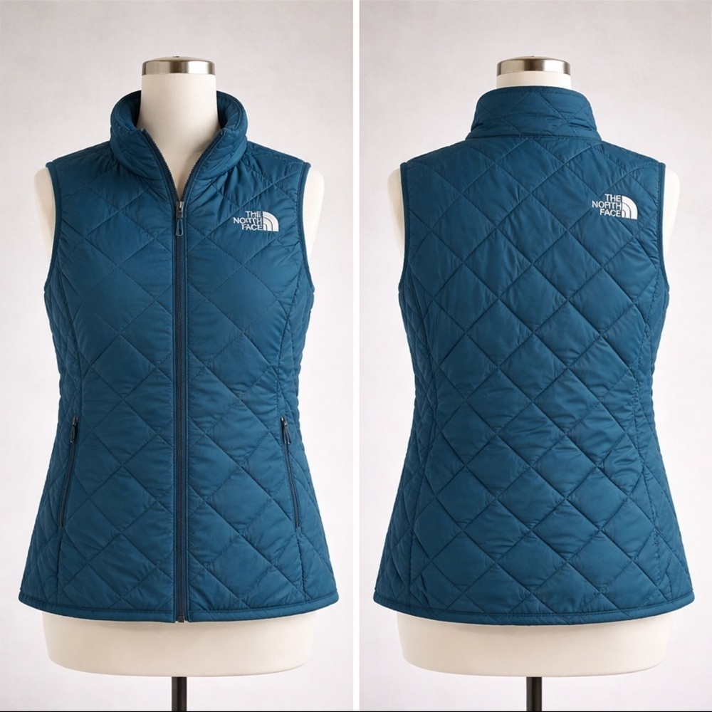 The North Face Women’s Quilted Zip Vest Blue Teal Size S